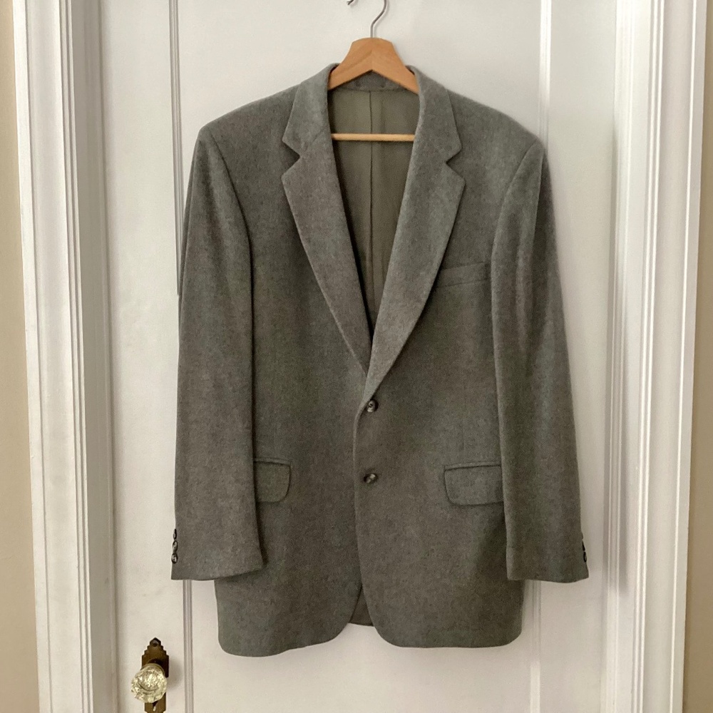 Vtg Garrison Park Wool Cashmere Luxury Blend Sport Coat Blazer Mens 42L Gray